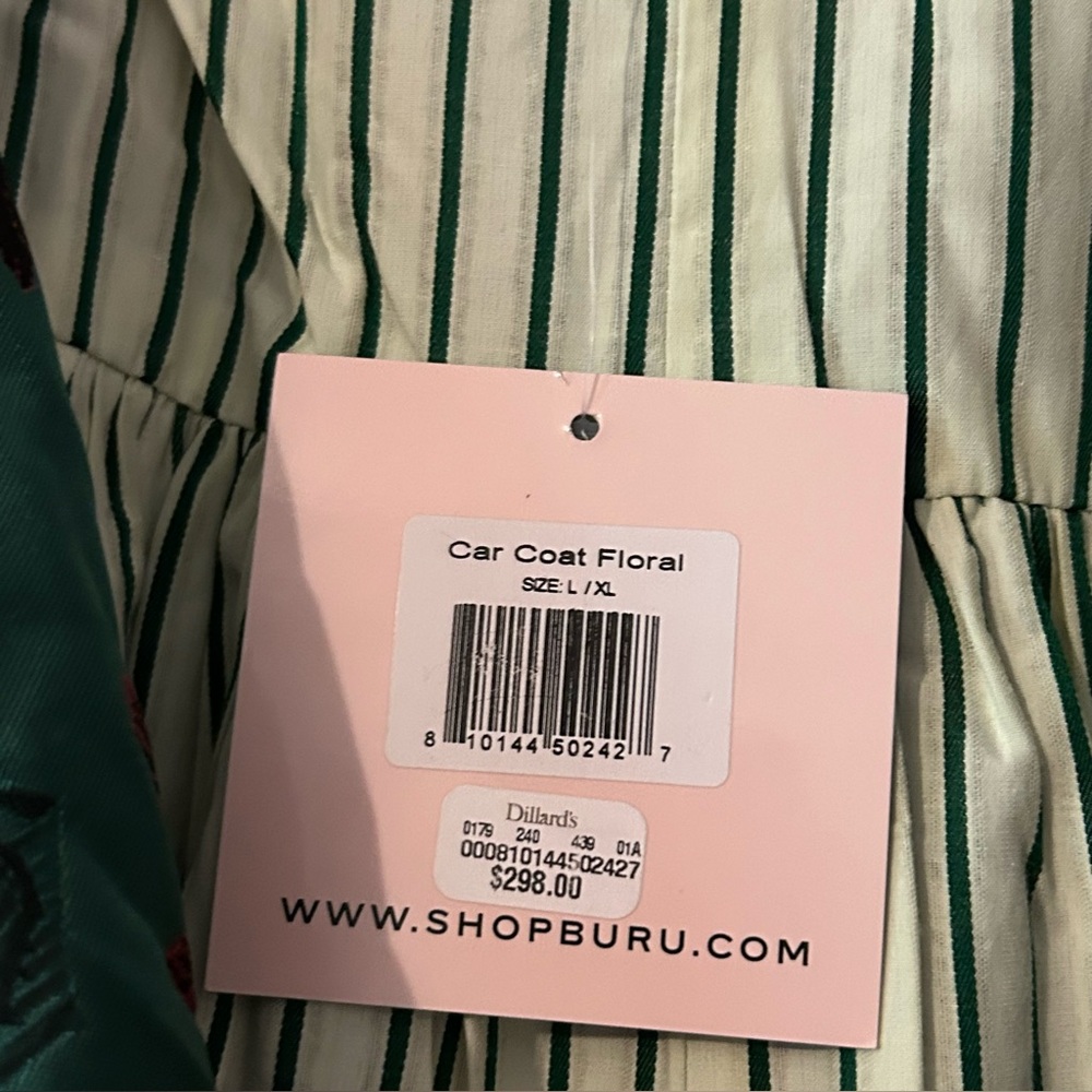 🆕 Buru Floral Print Oversized Point Collar 3/4 Sleeve Side Pocket Car Coat - Picture 8 of 10